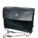 „Poșetă din piele handmade Miss V – realizată manual din piele naturală, cu design elegant și dimensiuni compacte (20x10x15 cm).”